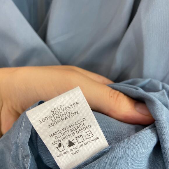 Windsor XS Dusty Blue Ruffle Wrap Vneck Tie Front Short Sleeve Romper Dress - Picture 9 of 9